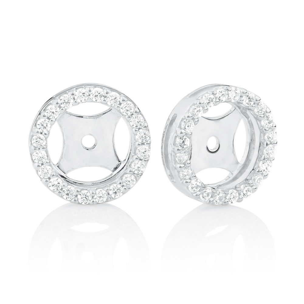 Earring Enhancers with Cubic Zirconia in Sterling Silver