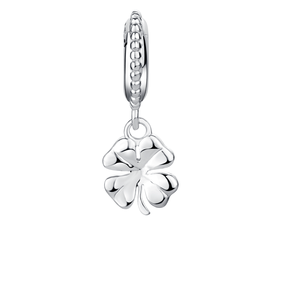 Sterling Silver Four Leaf Clover Ireland Dangle Charm