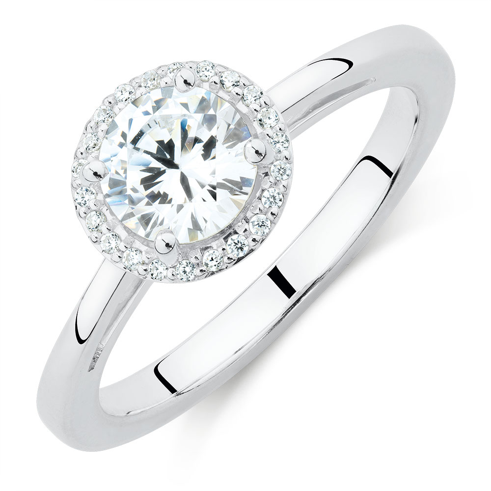 Halo Stacker Ring with Cubic Zirconia in Sterling Silver