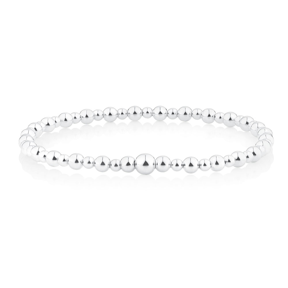 19cm (7.5") Beaded Bracelet in Sterling Silver