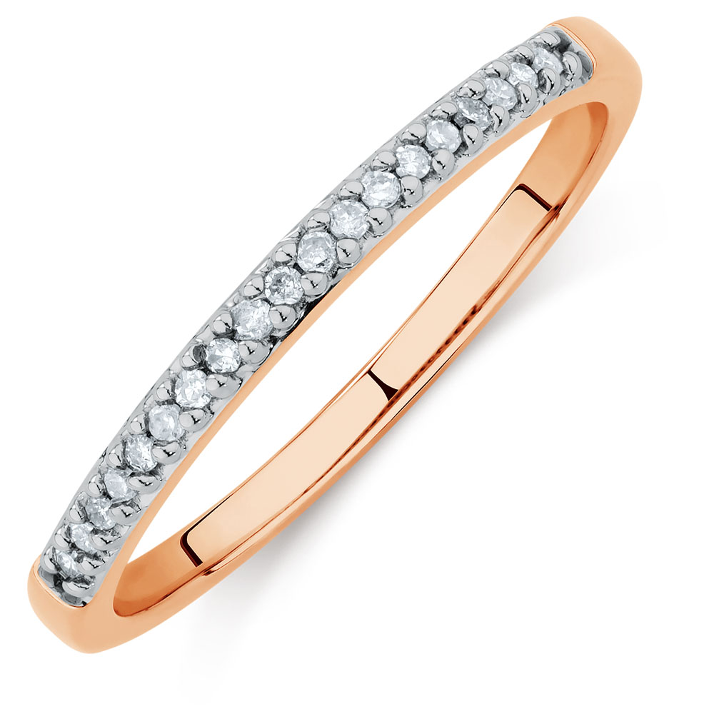 Diamond Set 10ct Rose Gold Stack Ring
