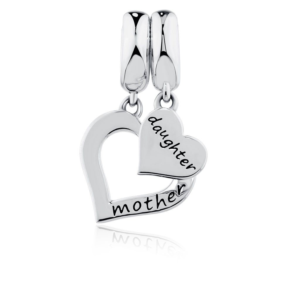 Mother & Daughter Two Piece Dangle Charm Set in Sterling Silver
